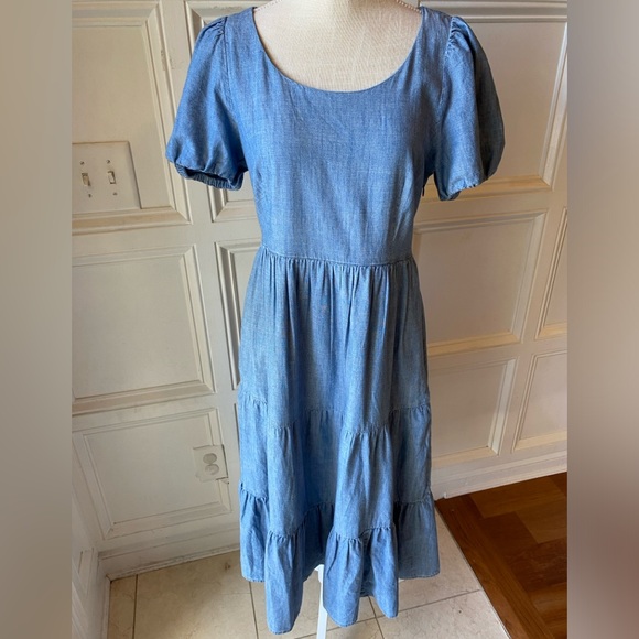 J. Crew Dresses & Skirts - J CREW CHAMBRAY DENIM TIERED DRESS SIZE 8